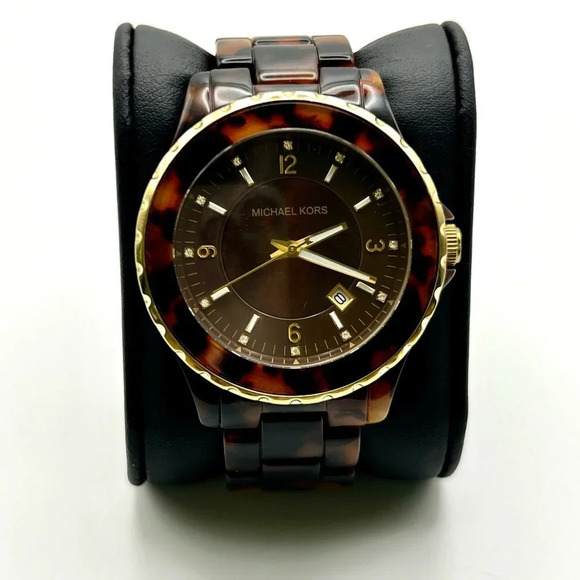 Michael Kors MK5298 Brown Tortoise Shell Ladies Watch Working - Picture 4 of 9